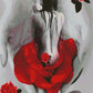 Frau in roter Rosenblüte DIY Diamond Painting mit runden oder eckigen Steinli