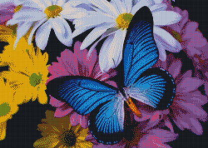 Blauer Schmetterling DIY Diamond Painting mit runden oder eckigen Steinli