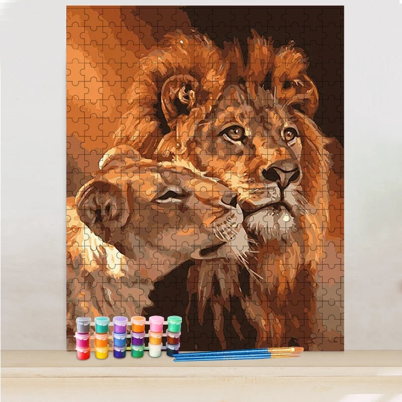 Löwen Puzzle Painting - DIY Malen nach Zahlen Puzzle