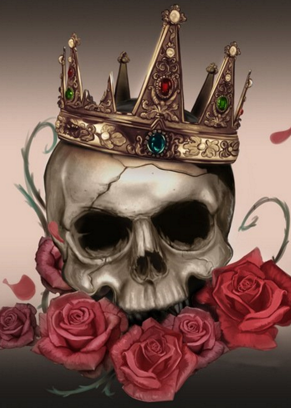 Totenkopf Krone Rosen