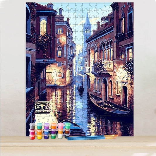Kanal in Venedig Puzzle Painting - DIY Malen nach Zahlen Puzzle